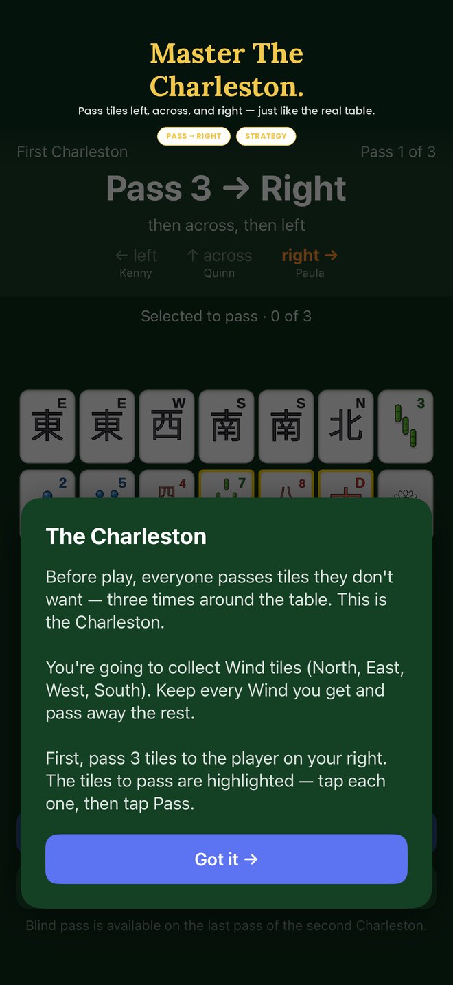 Charleston tutorial explaining how to pass tiles